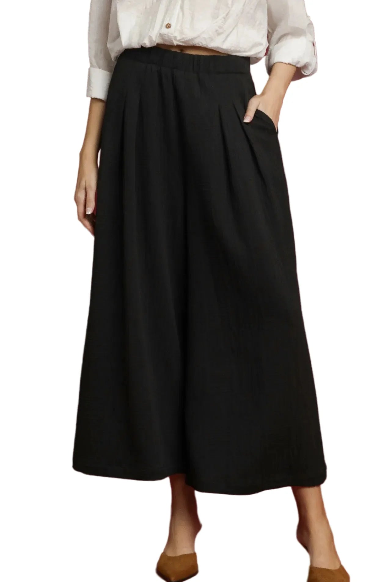 Elastic Waist Wide Leg Pants