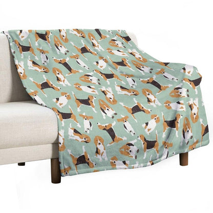 Beagle Scatter Mint Throw Blanket
