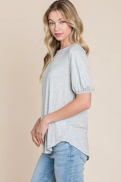 BOMBOM Soft Rayon Puff Sleeve T-Shirt