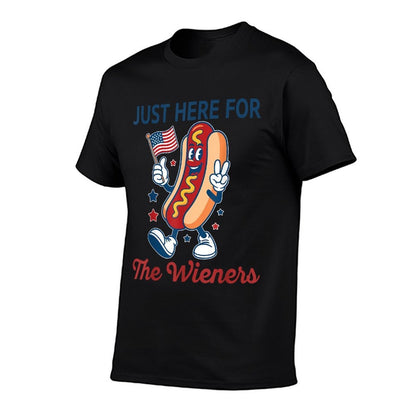 Just Here For The Wieners 4th of July Funny Hot Dog  Lightweight T-Shirt