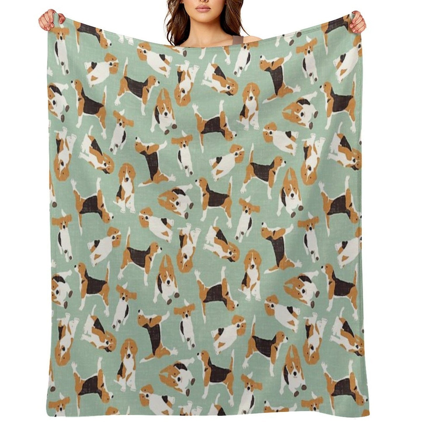 Beagle Scatter Mint Throw Blanket