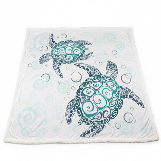 Serene Sea Turtle Sherpa Throw