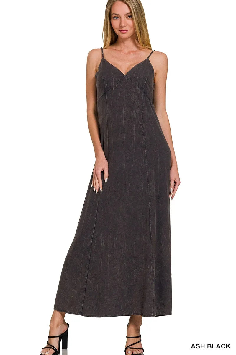 Zenana Mineral Washed Rayon Challis Cami Dress