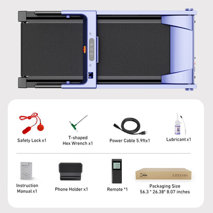 DeerRun A1 Pro Move+  6% Incline Foldable Treadmill——Upgraded Chip & NFC Support | 350Lbs, 10mph Blue