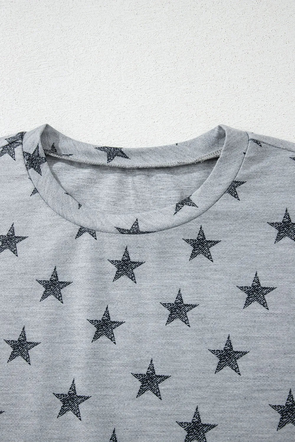 Star Print Tiered Ruffled Sleeve Crew Neck T Shirt