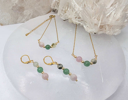 LEAD WITH LOVE - Kunzite, Green Aventurine, Prehnite Jewelry Set