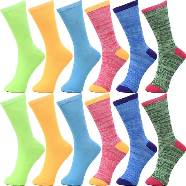 30-Pairs Women's Fun Patterned Cotton-Blend Crew Socks Assorted Pairs
