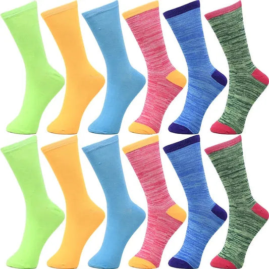 30-Pairs Women's Fun Patterned Cotton-Blend Crew Socks Assorted Pairs