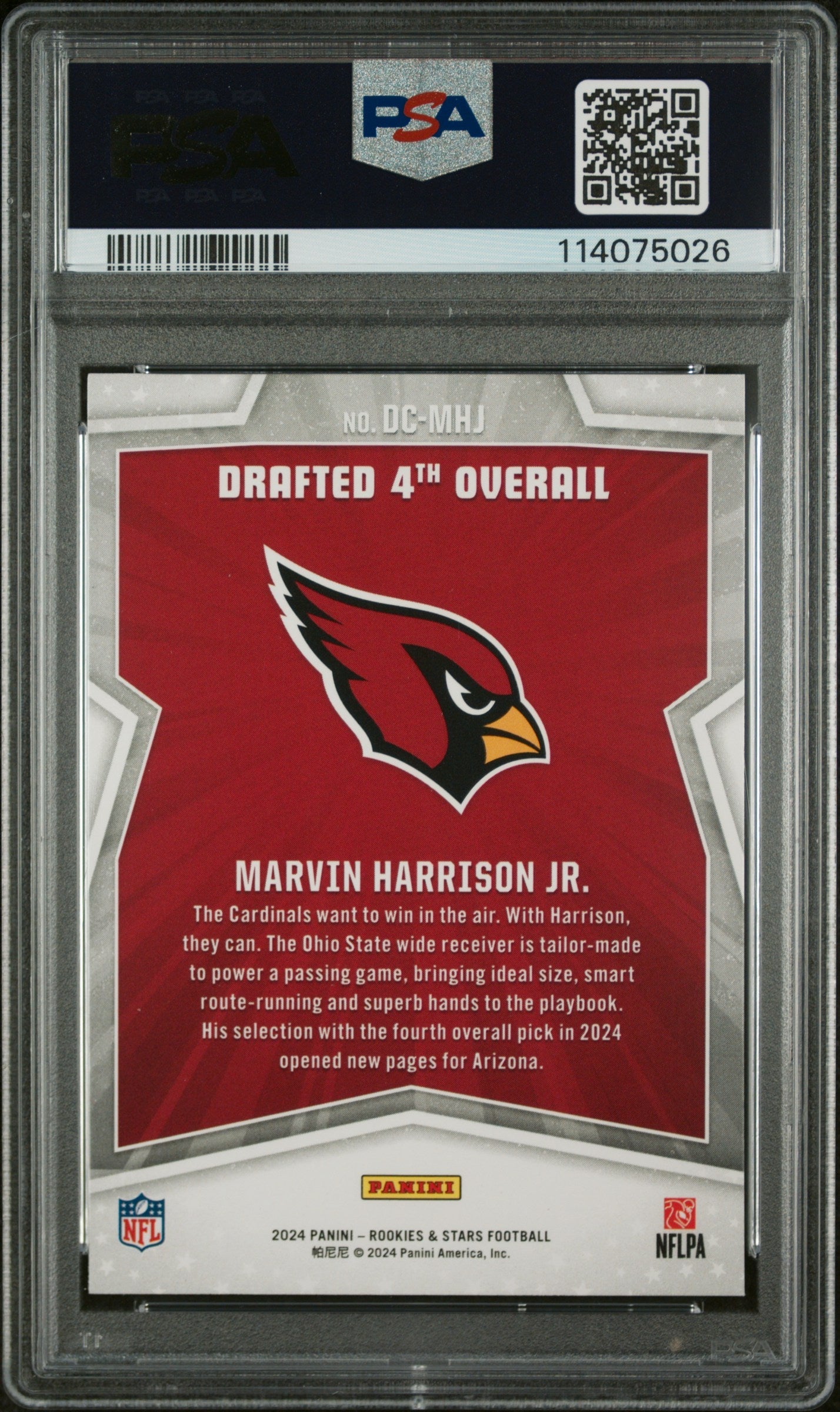 Graded 2024 Panini Rookies & Stars Marvin Harrison Jr #DCMHJ Draft Class Rookie RC Football Card PSA 10 Gem Mint