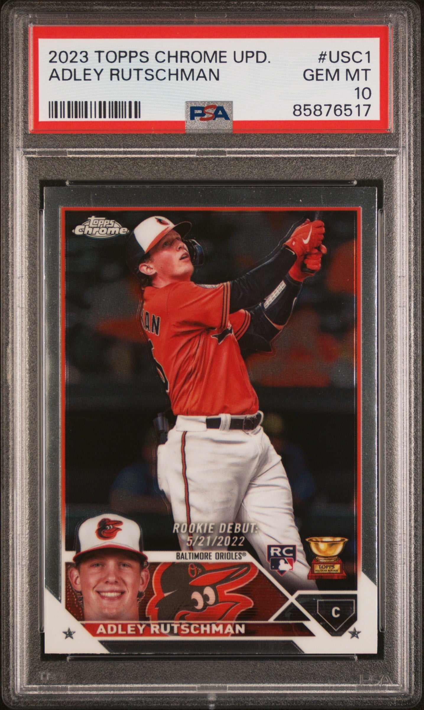 Graded 2023 Topps Chrome Update Adley Rutschman #USC1 Rookie RC Baseball Card PSA 10 Gem Mint