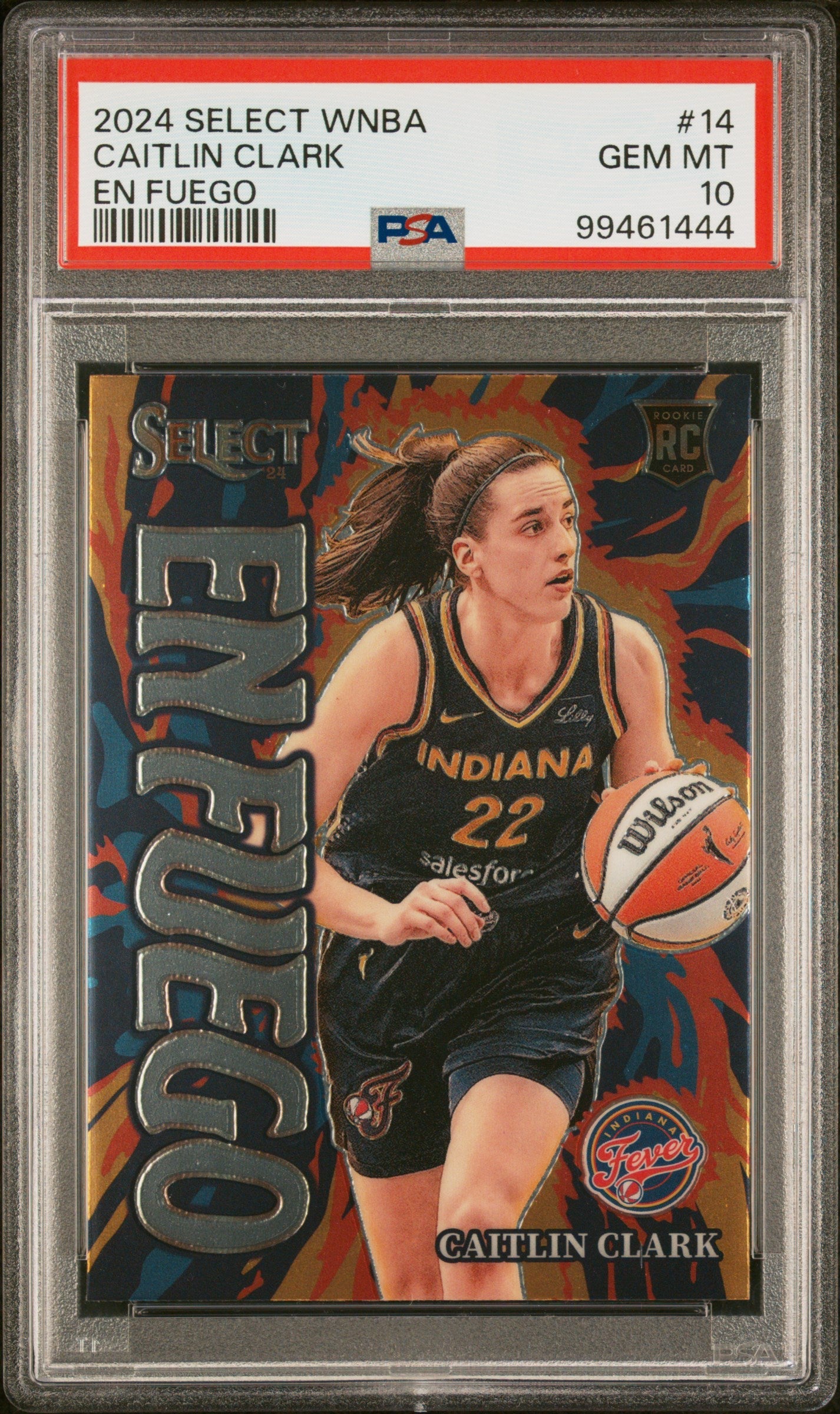 Graded 2024 Panini Select Caitlin Clark #14 En Fuego Rookie RC Basketball Card PSA 10 Gem Mint