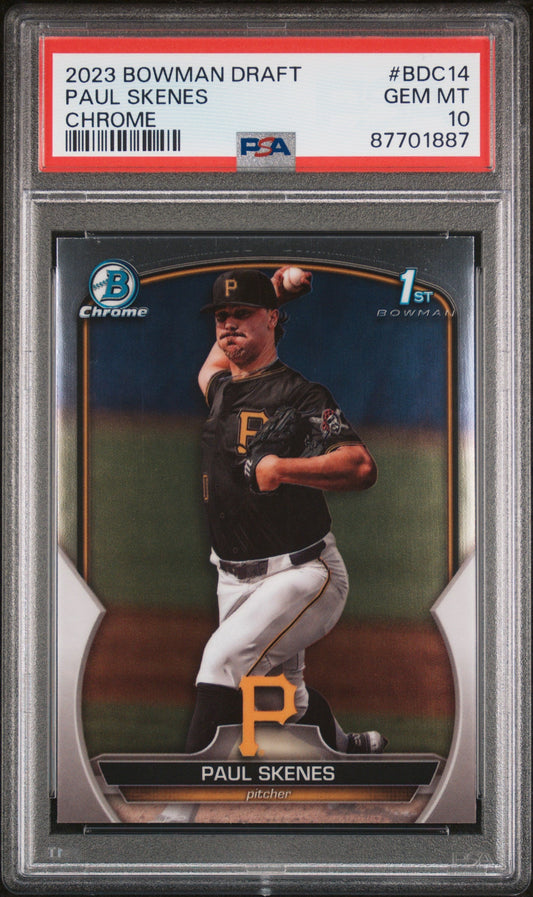 Graded 2023 Topps Bowman Draft Paul Skenes #BDC14 Chrome Rookie RC Baseball Card PSA 10 Gem Mint