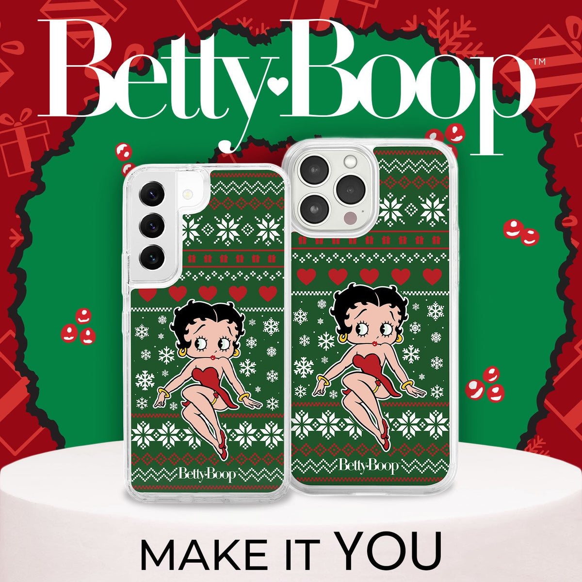 Betty Boop Happy Holidays HD Apple iPhone 12 Series Mag-Safe Phone Case