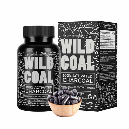 Wholesale case of 12 - Activated Charcoal Capsules, 120ct