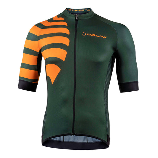 Nalini BAS STRIPES Men's Cycling Jersey (Forest Green/Papaya Orange) S, 2XL, 3XL