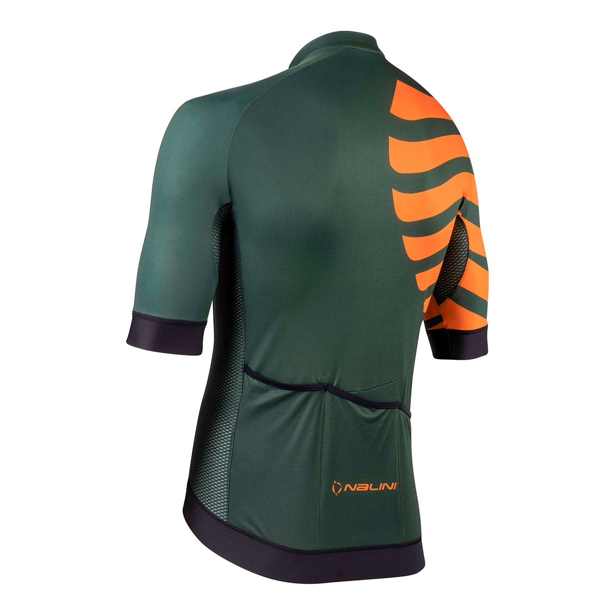 Nalini BAS STRIPES Men's Cycling Jersey (Forest Green/Papaya Orange) S, 2XL, 3XL