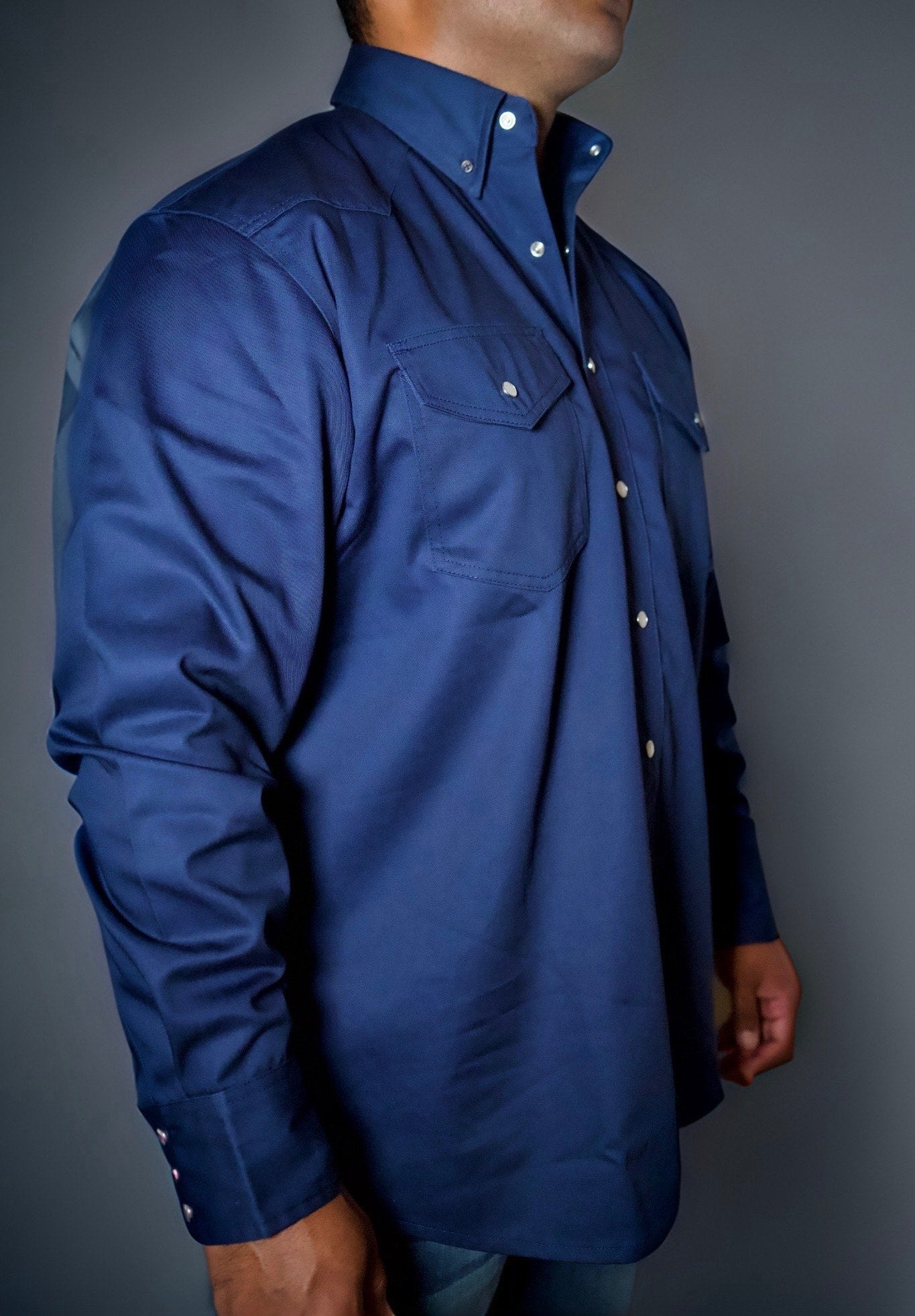 FR Western Style Pearl snap - Navy - Triathlete Store