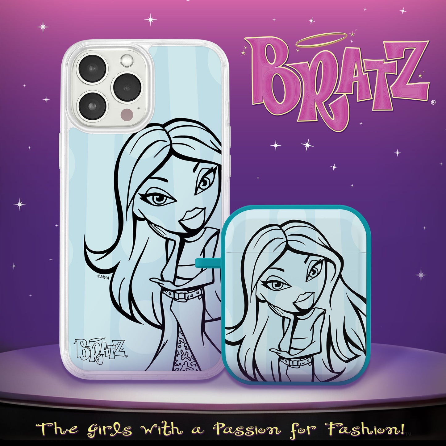 Bratz® Passion For Fashion HD Apple iPhone 13 Mag-Safe Phone Case and AirPods Gen 1 & 2 Combo Package