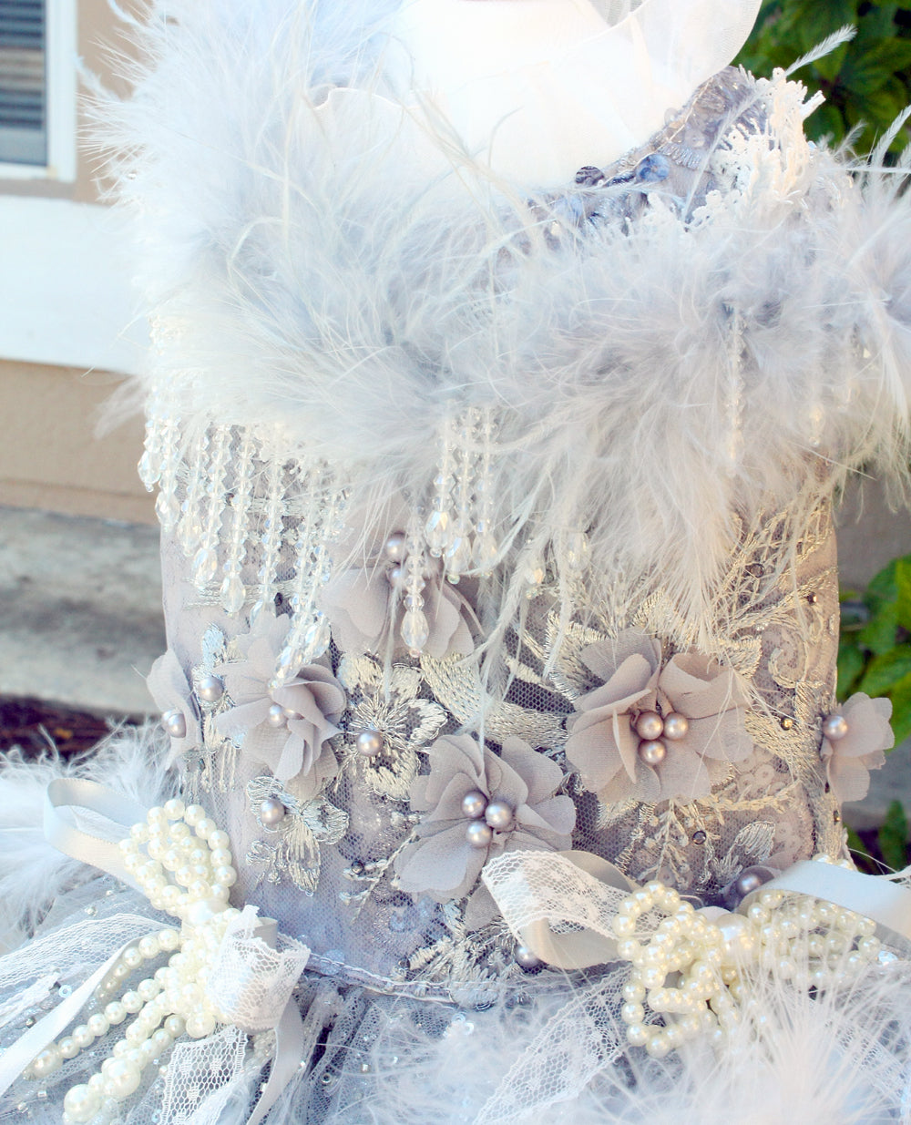 Feather Fantasy Pet Gown | Luxury Dog Dress for Special Occasions