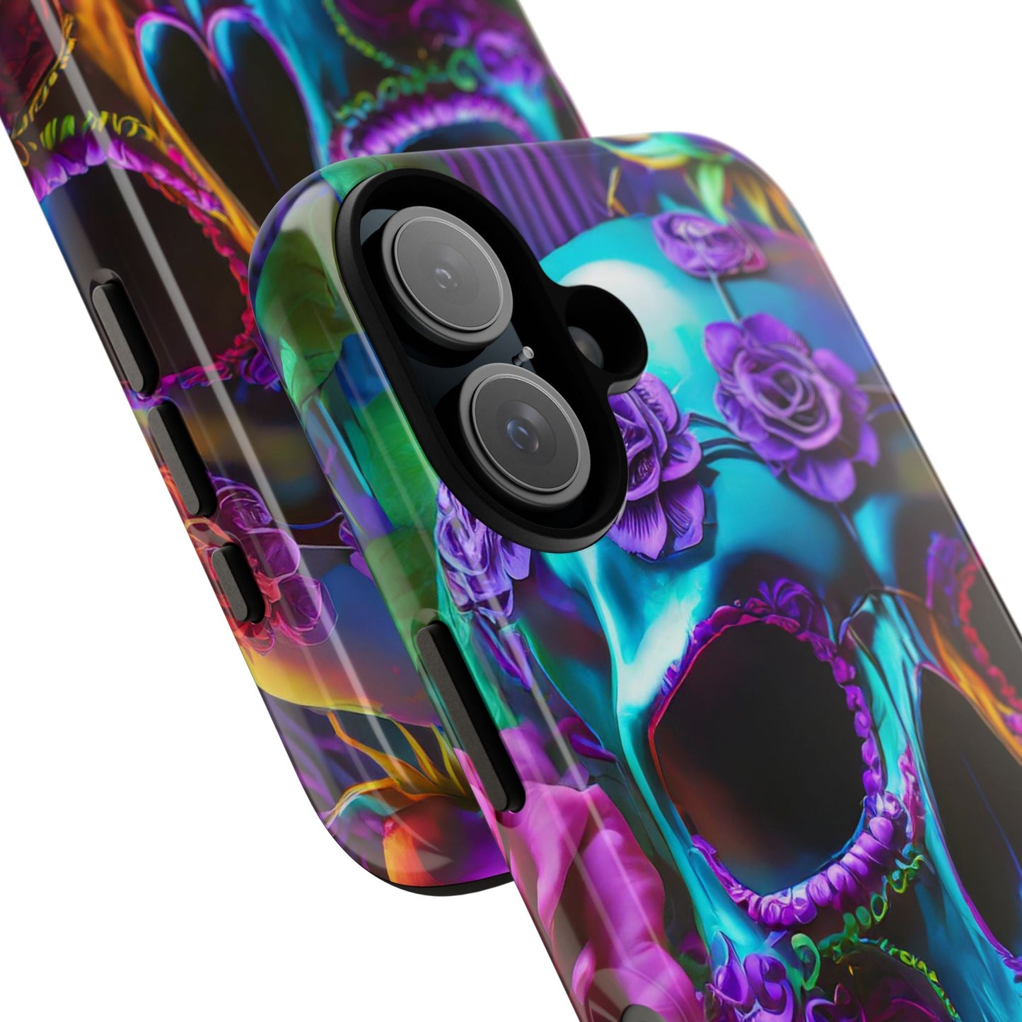 Neon Skull and Roses Vibrant Tough Phone Case
