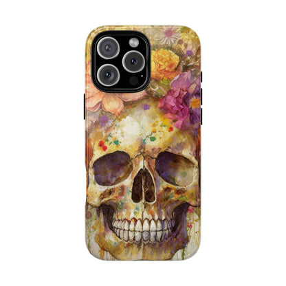 Unique Floral Skull Tough Phone Case