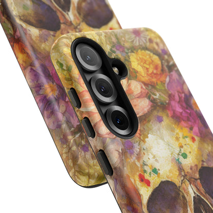 Unique Floral Skull Tough Phone Case