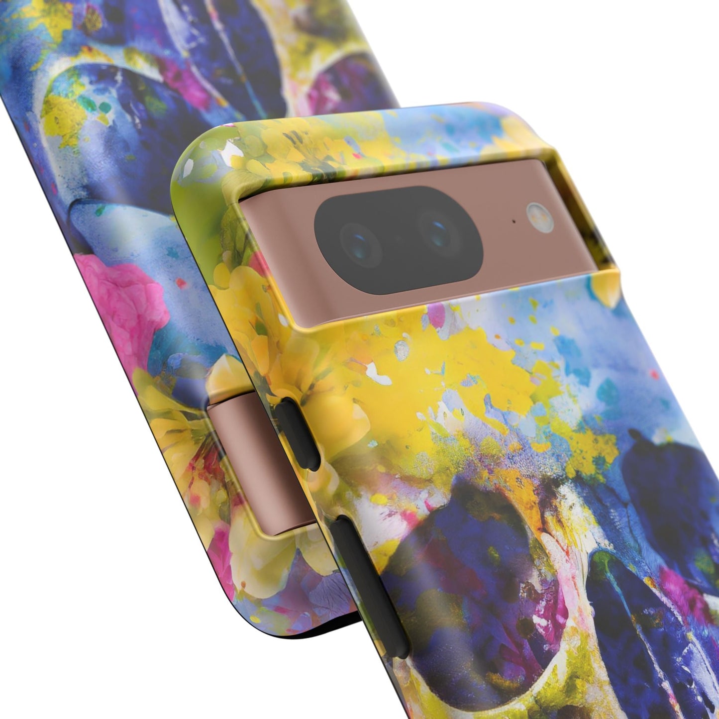 Vibrant Blue Floral Skull Tough Phone Case