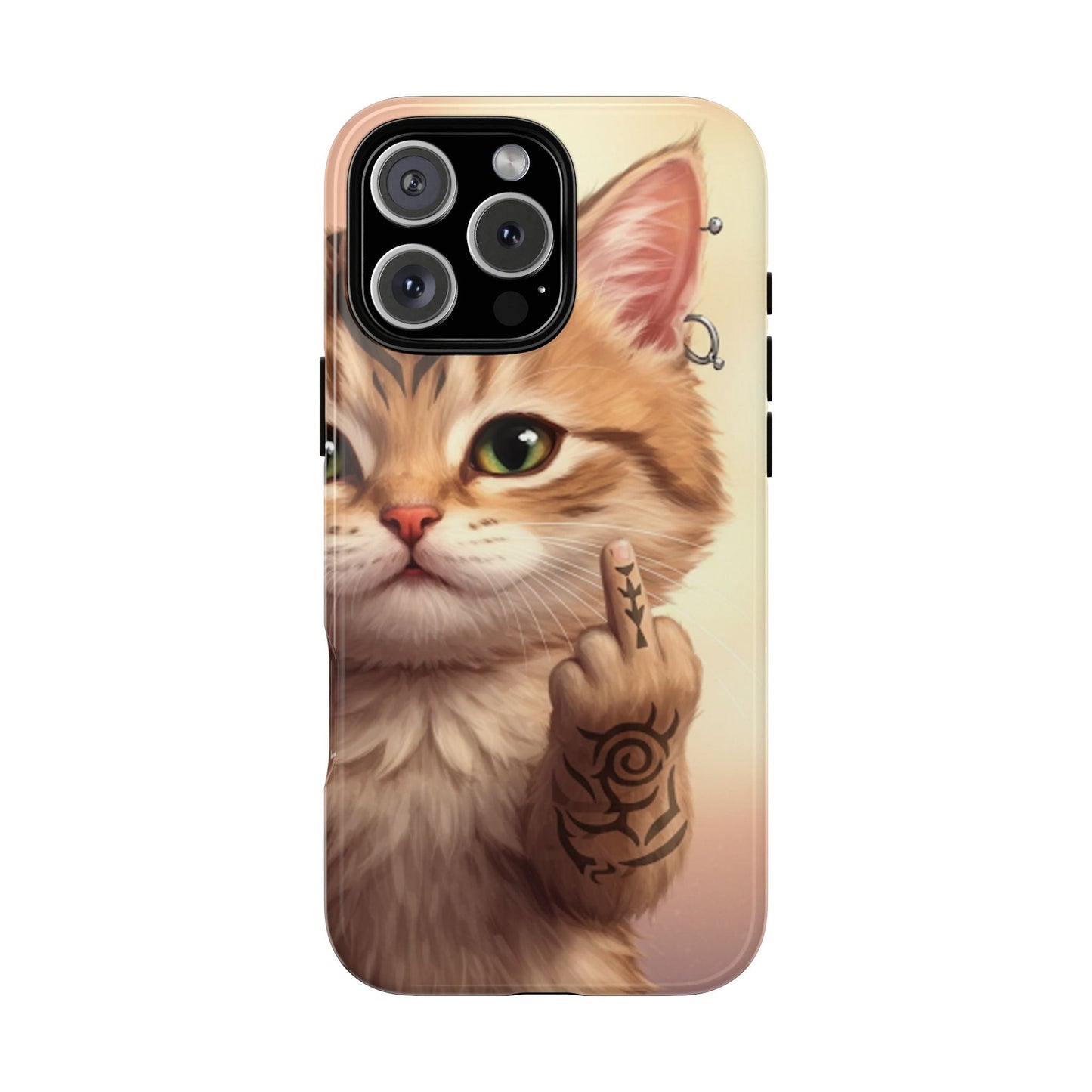 Evil Kitty Giving the Bird Tough Phone Case