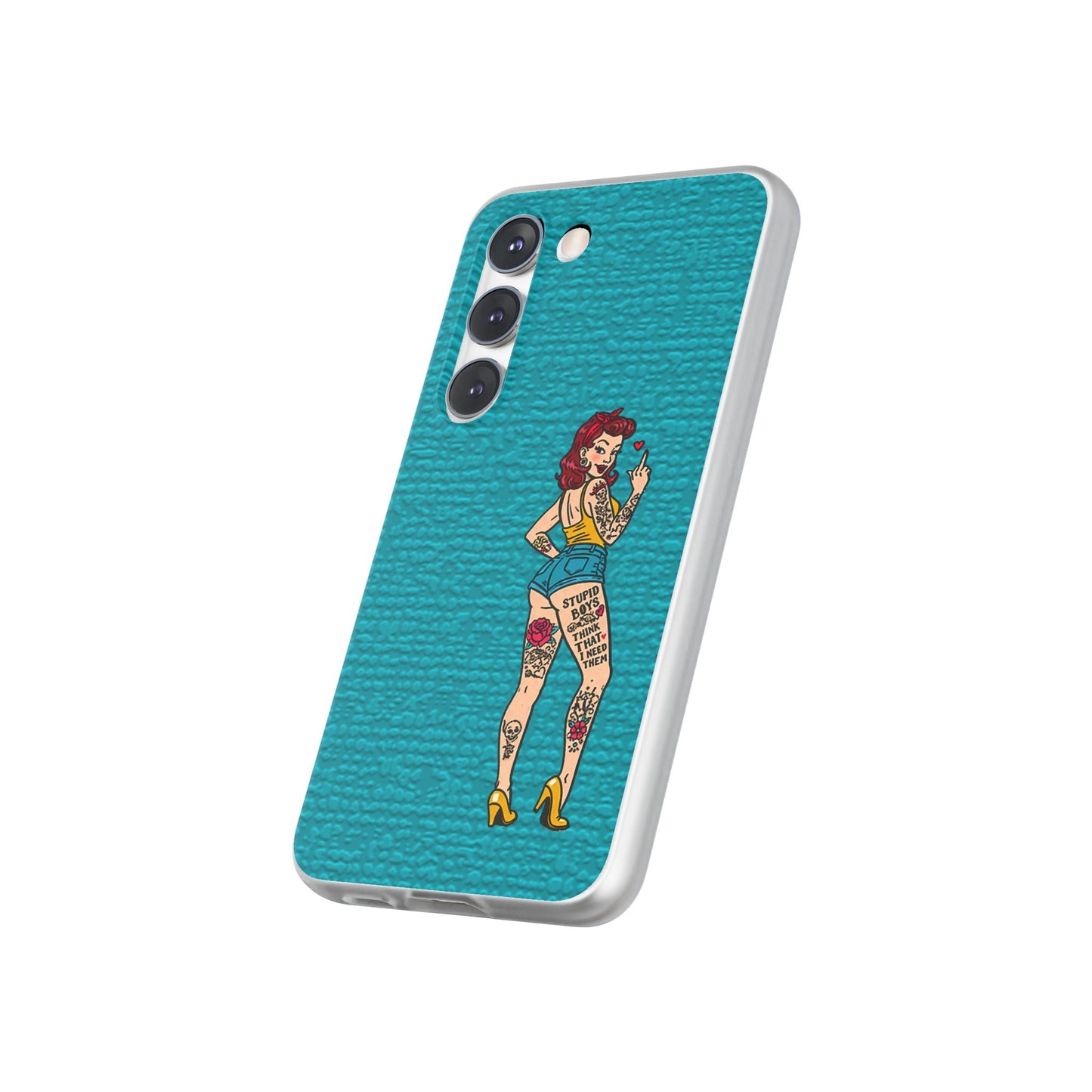 Sassy Pin-Up Stupid Boys Teal Flexi Phone Case