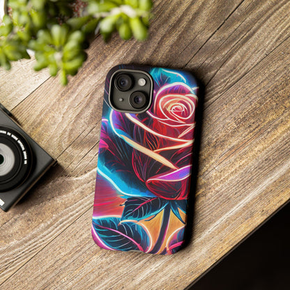 Artistic Neon Rose Tough Phone Case