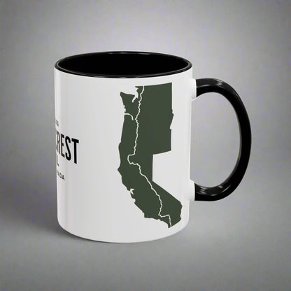 Pacific Crest Trail Classic Trail Marker Accent Coffee Mug 11oz, 15oz Blue Black Pink Red Navy Mexico To Canada Map