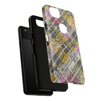 Purple Plaid Floral Artistic Tough Phone Case
