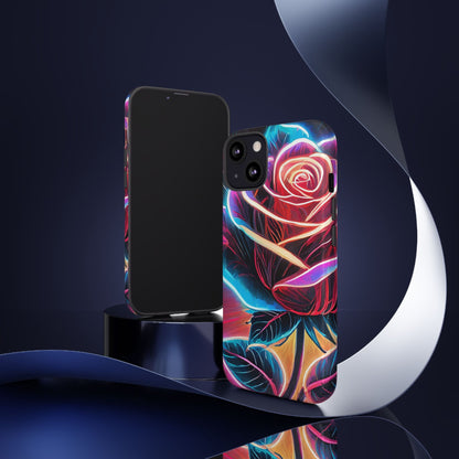 Artistic Neon Rose Tough Phone Case