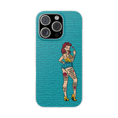 Sassy Pin-Up Stupid Boys Teal Flexi Phone Case