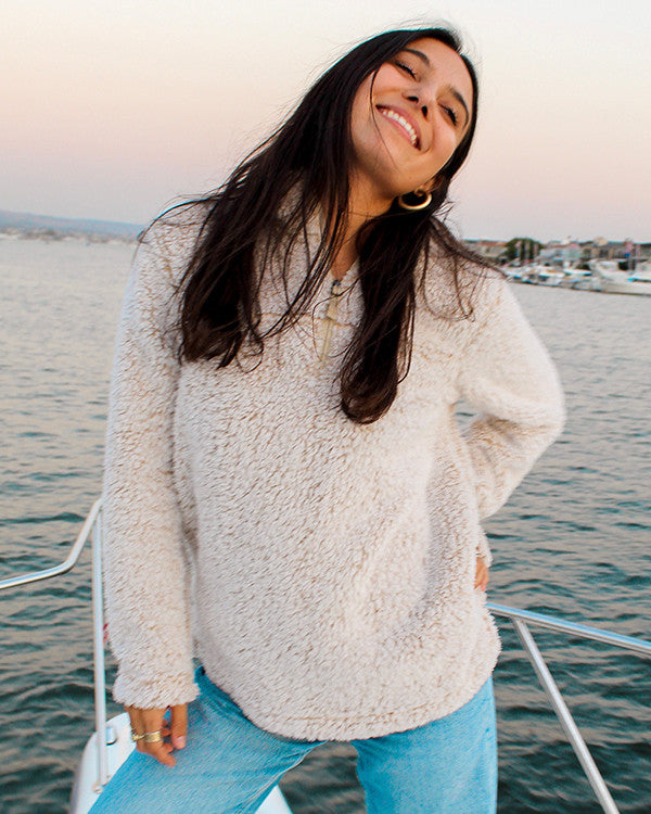 Koloa Sherpa Quarter Zip- Oatmeal Heather