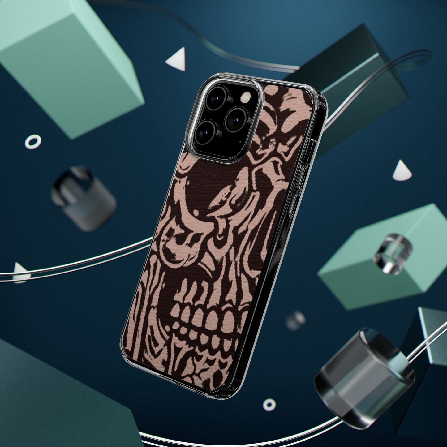 Gothic Abstract Skull Clear Phone Case
