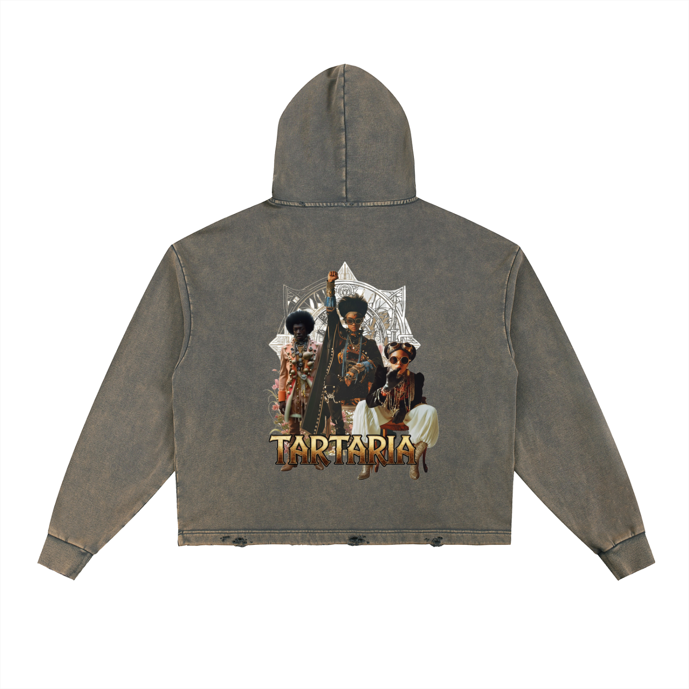 AmaruKhan O.G.'s Vintage Washed Frayed-Hem Hoodie
