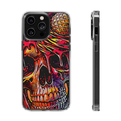 Neon Ice Cream Skull Clear Phone Case