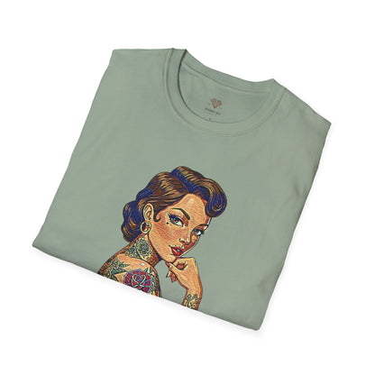 Clothed With Strength Tattooed Pin Up Vintage Graphic Tee