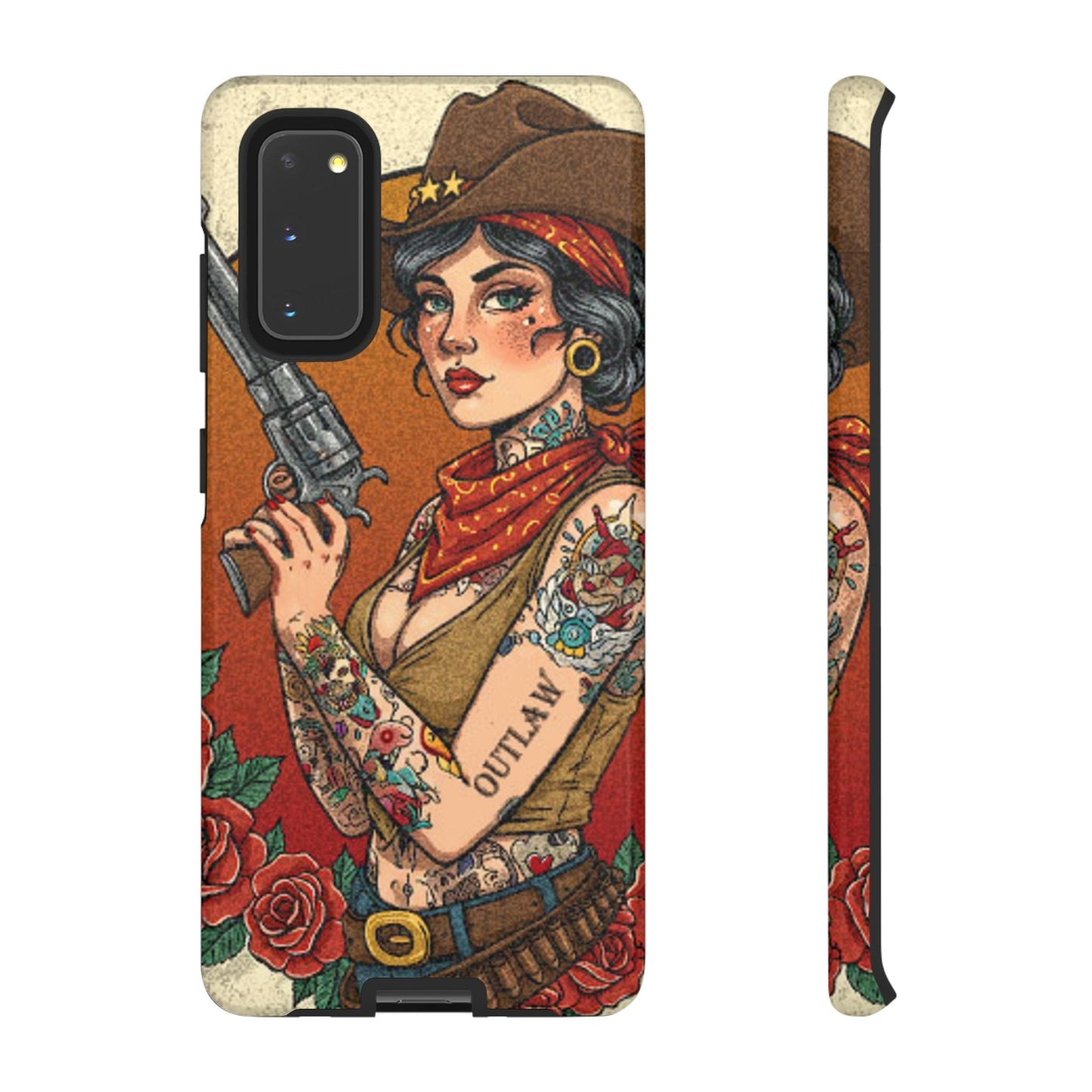 Vintage Western Tough Phone Case with Outlaw Design