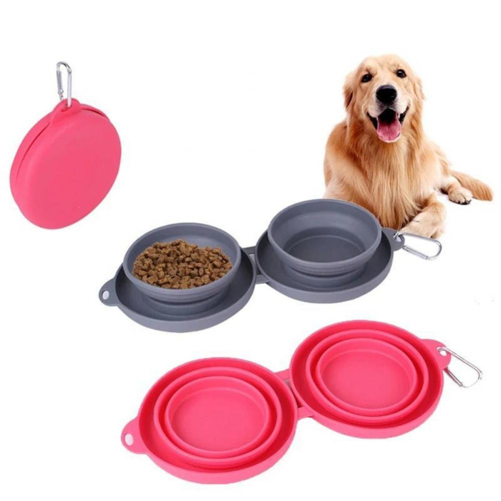 Rubber Foldable Pet Double Bowl