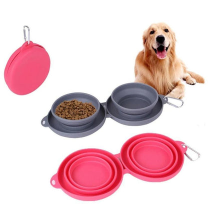 Rubber Foldable Pet Double Bowl