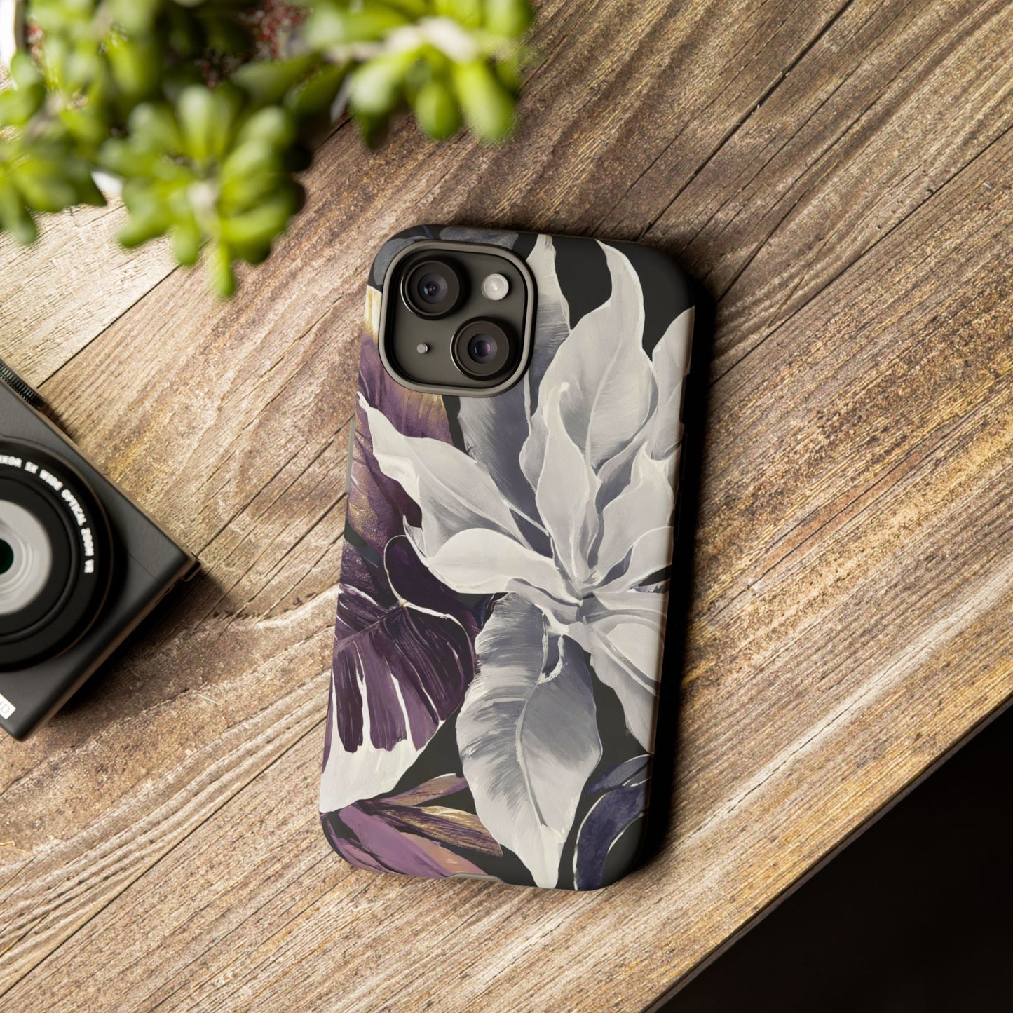 White & Plum Floral Tough Phone Case