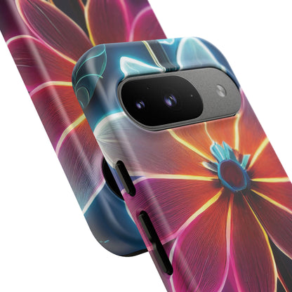 Vibrant Neon Flowers Tough Phone Case