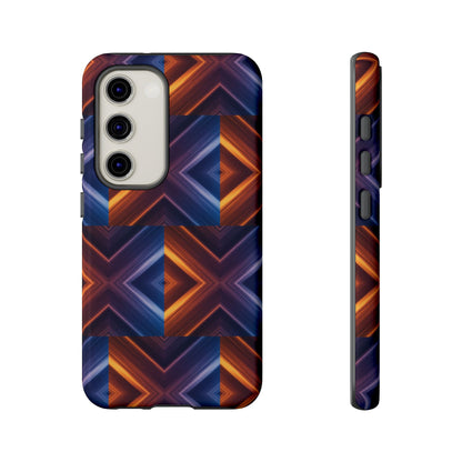Stylish Tough Phone Case With Blue & Orange Abstract Design
