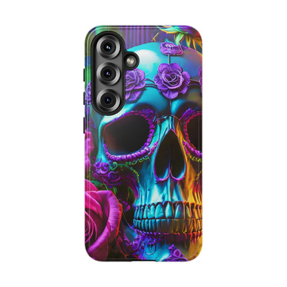 Neon Skull and Roses Vibrant Tough Phone Case