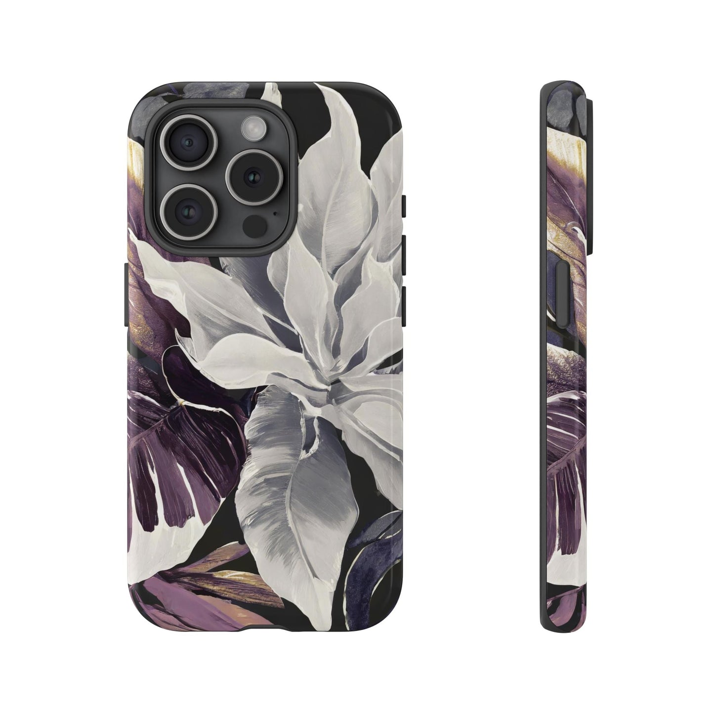 White & Plum Floral Tough Phone Case