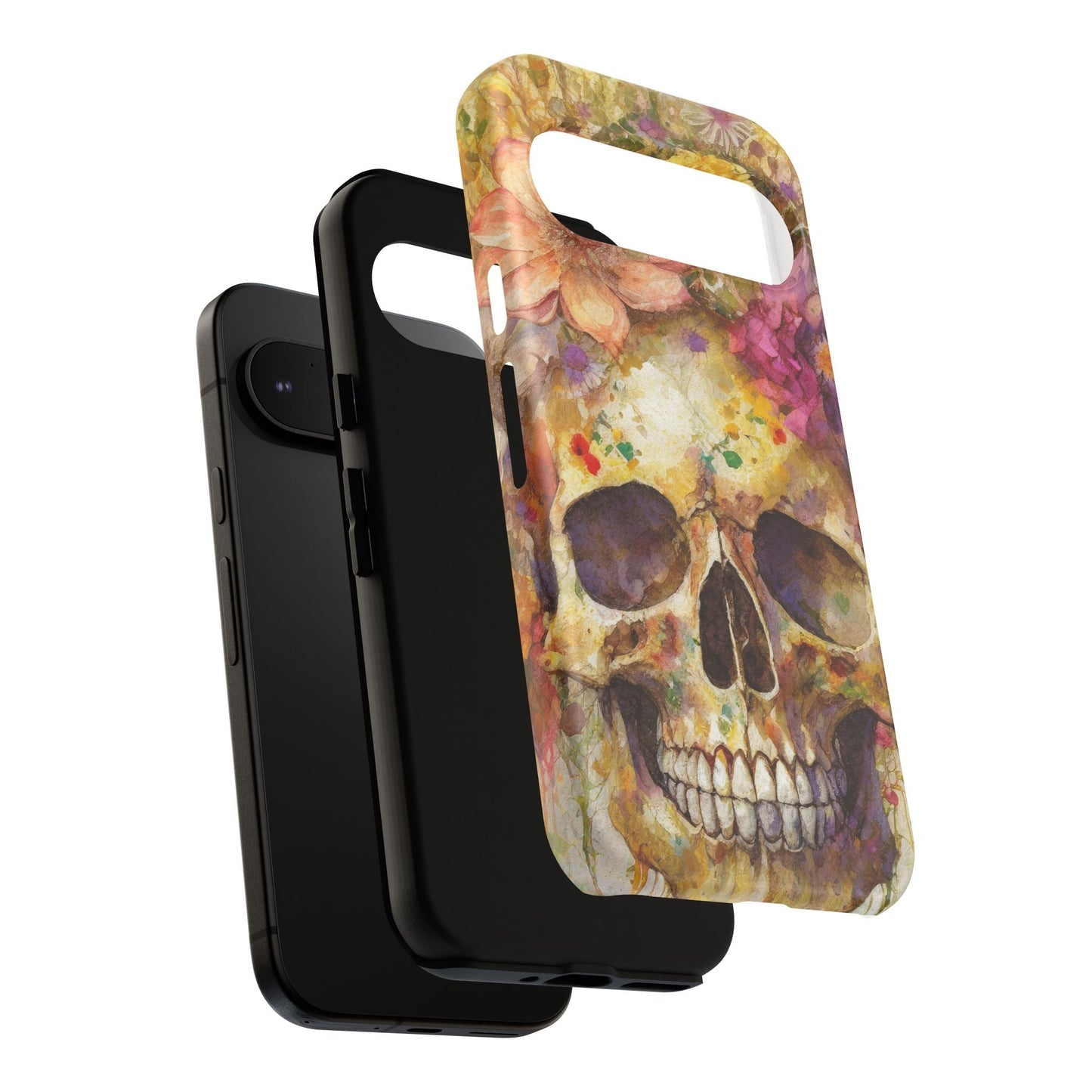 Unique Floral Skull Tough Phone Case