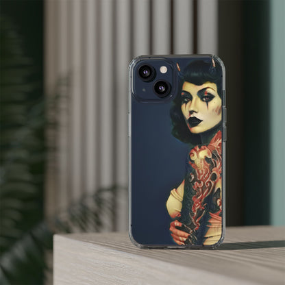 Gothic Devilish Tattooed Beauty Clear Phone Case