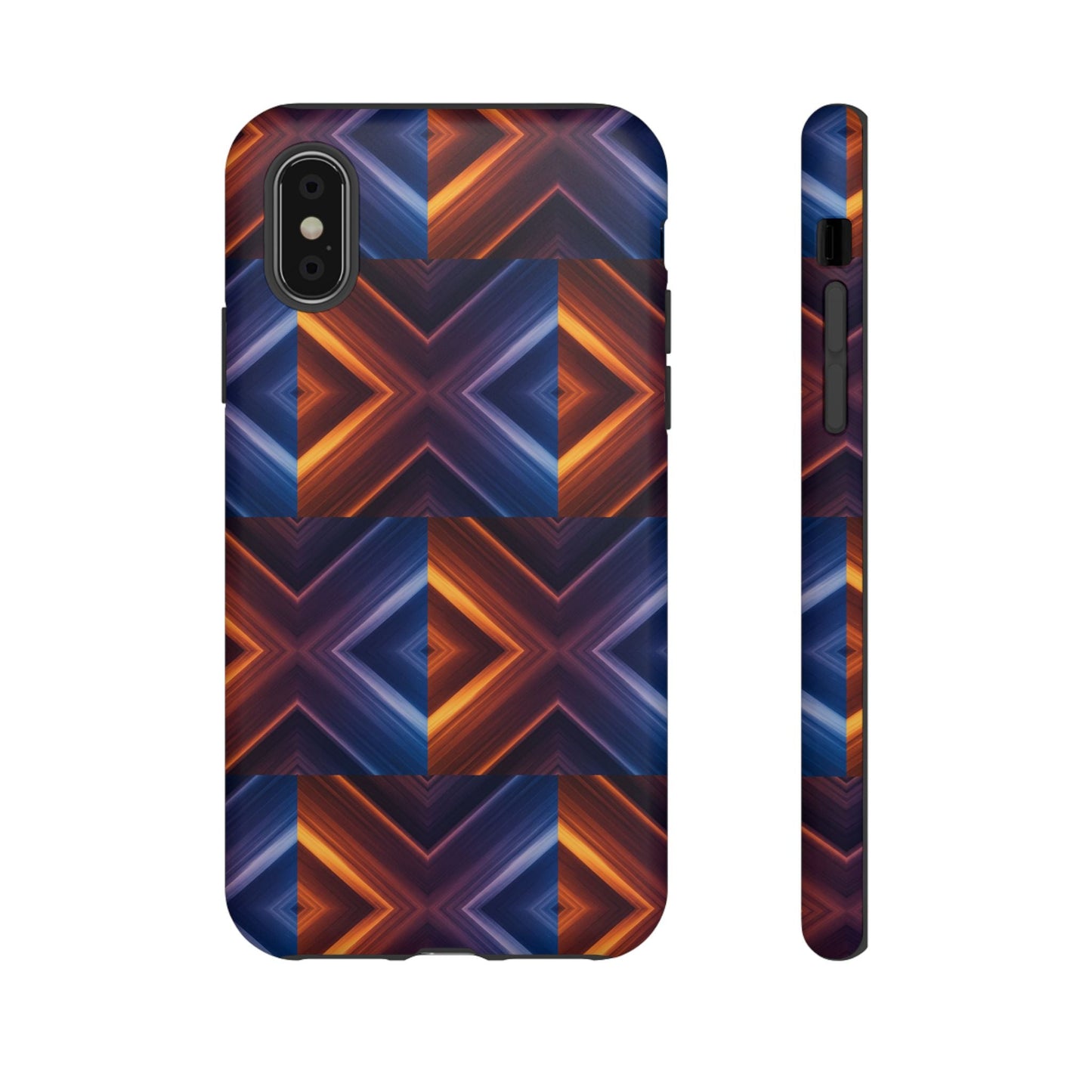 Stylish Tough Phone Case With Blue & Orange Abstract Design